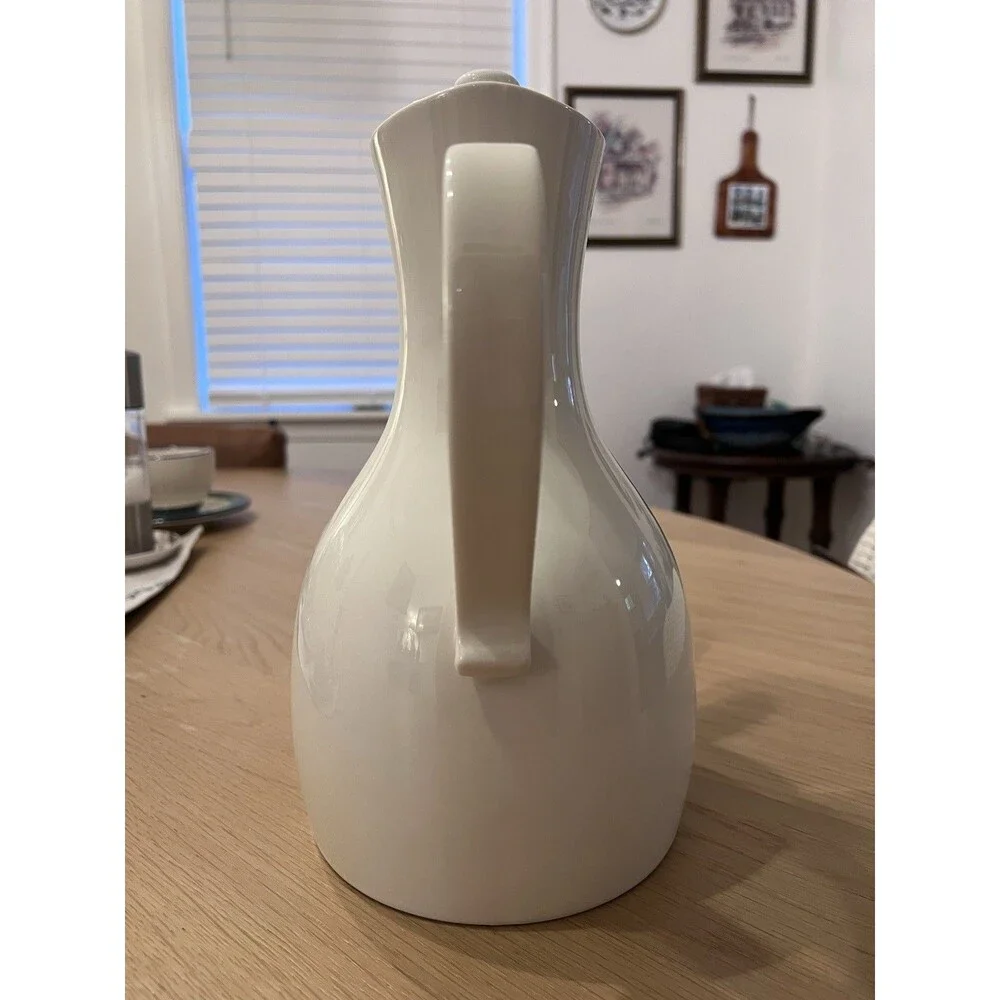 Vintage HALL Ernest Sohn Coffee/Tea Serving Pot Decanter 11.5” White Mid Century